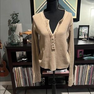 Free People deep V-neck, thermal top,  size large, excellent condition